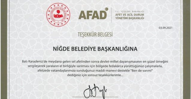 Süleyman Soylu’dan Niğde Belediyesi’ne teşekkür