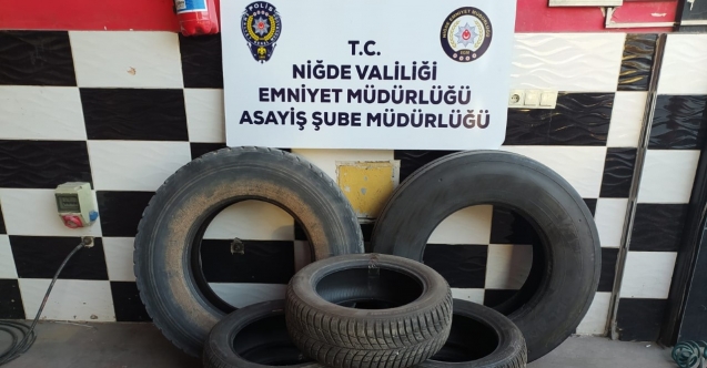 Çalınan lastikleri asayiş ekipleri buldu