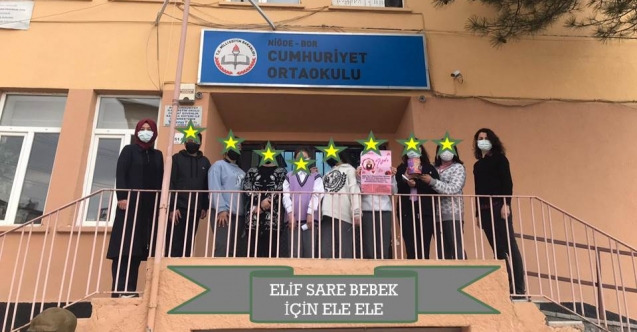 BOR CUMHURİYET ORTAOKULUNDAN ELİF SARE'YE DESTEK